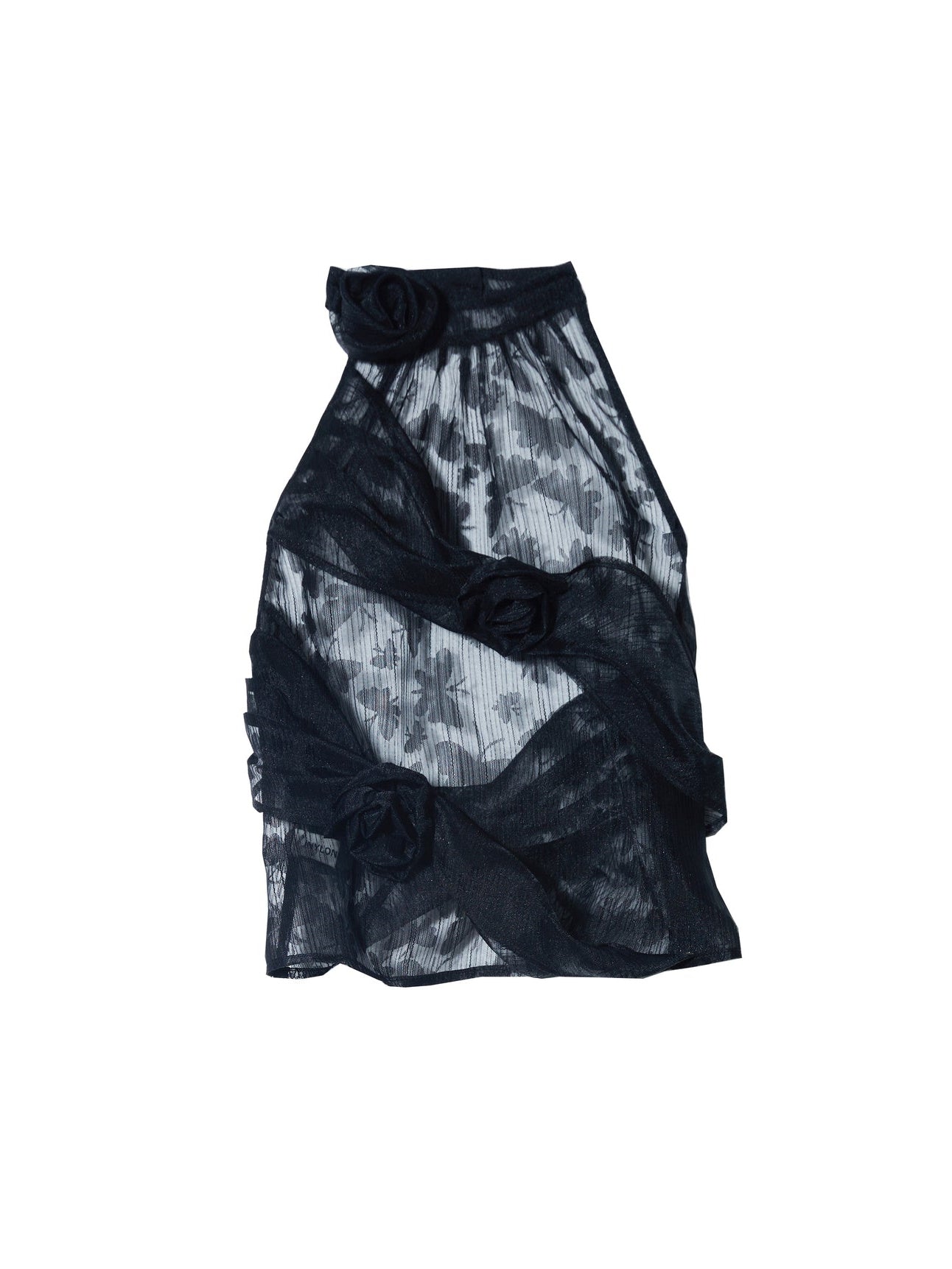 Rose Butterfly Jacquard See-through Hanging Neck Top