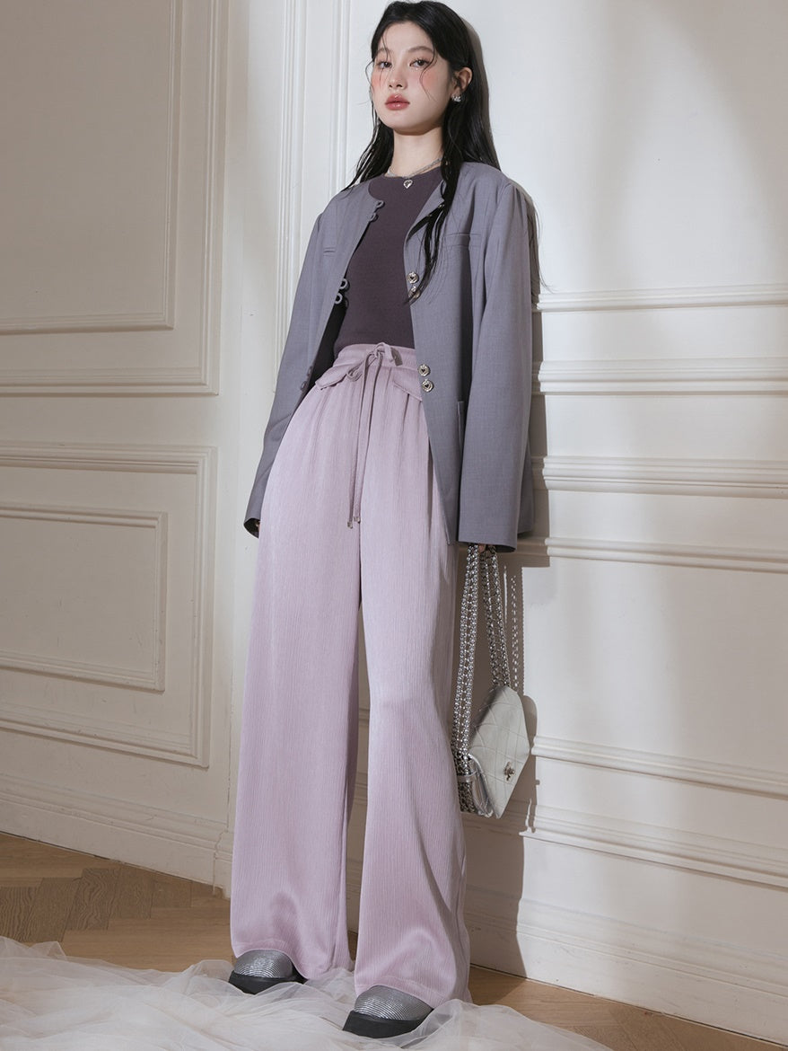 주름진 드레이프 캐주얼 바지