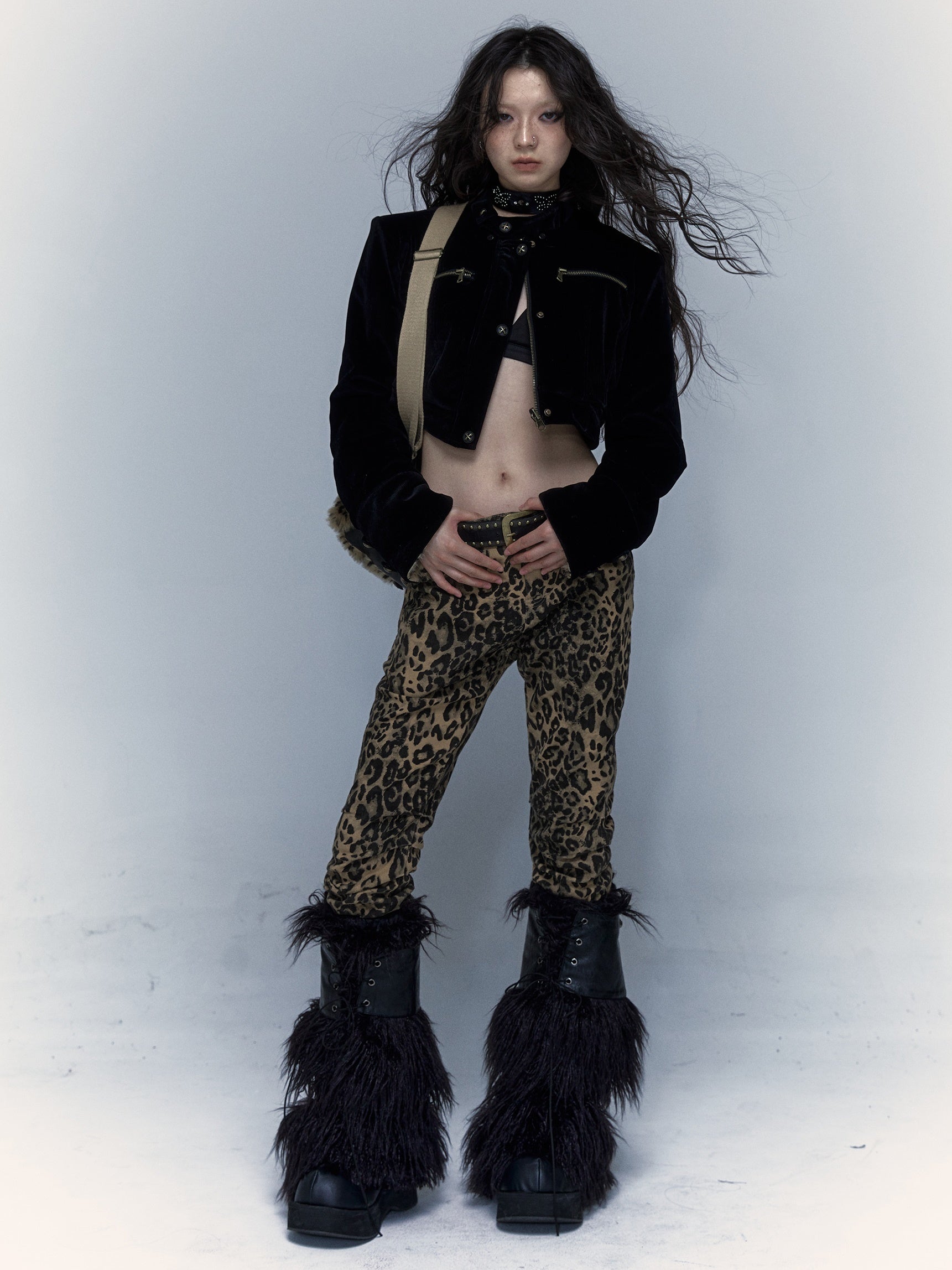 Leopard Print Slimming Flared Trousers