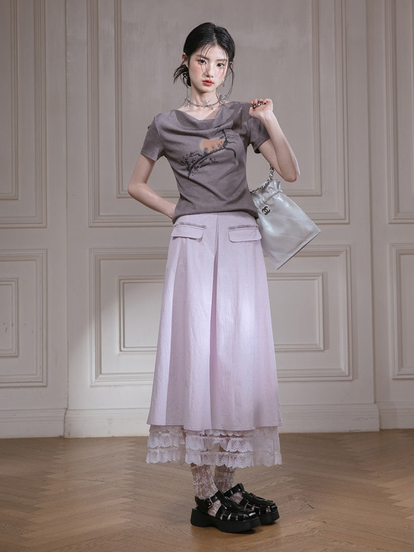 Fringe Stitch Camisole & Cake Long Skirt Set-up