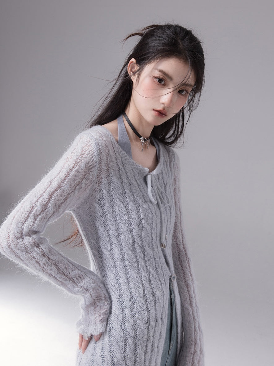 Lange Strickjacke & Vest Setup