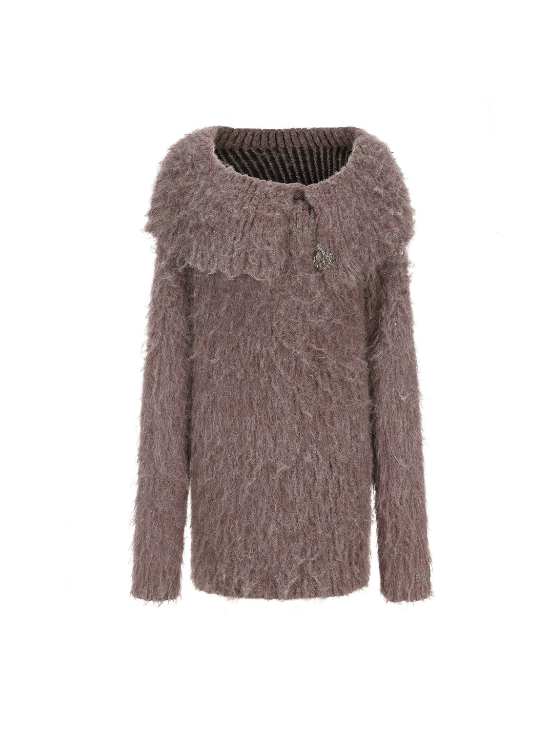 Off-Shoulder Knitted Loose Fluffy One-piece