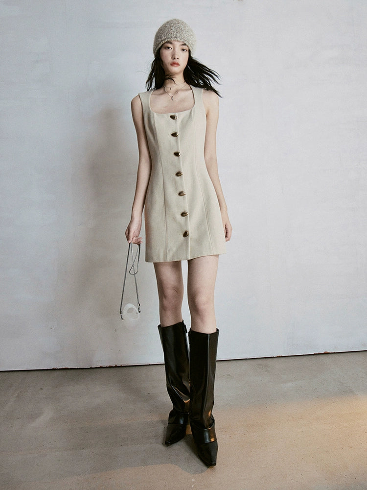 Tweed U-Neck Sleeveless One-piece