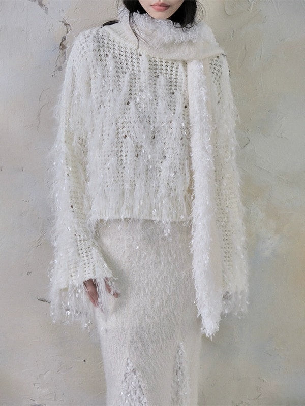 Tassel Feather Stitching Muffler
