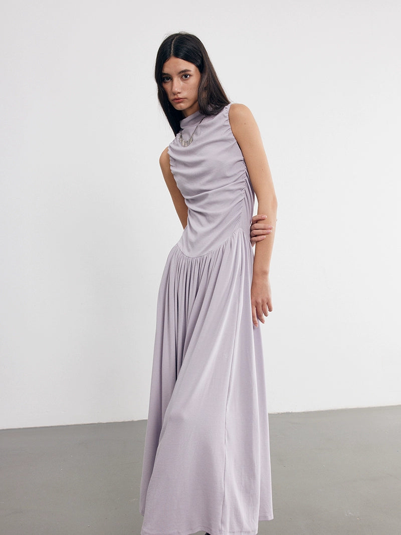 Three-dimensional Pleated Sleeveless Long Dress