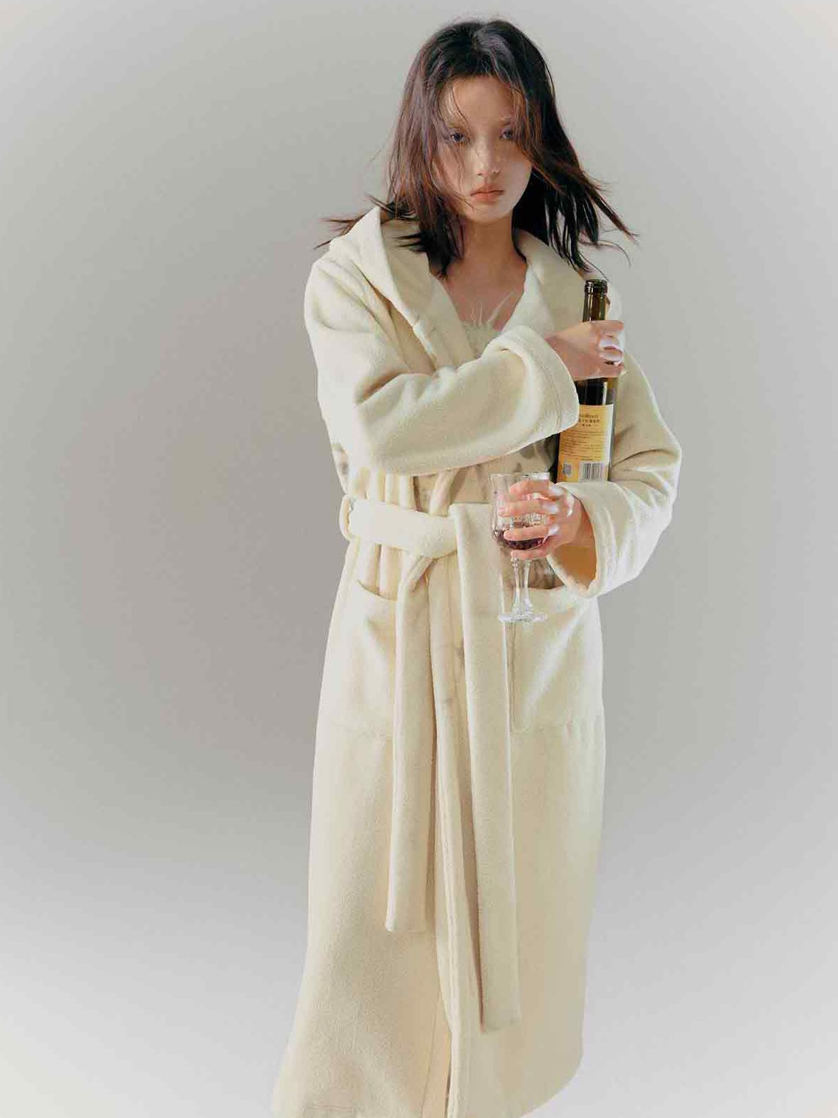 Lose Plüschgraffiti bedruckte Kapuze -Bademantel