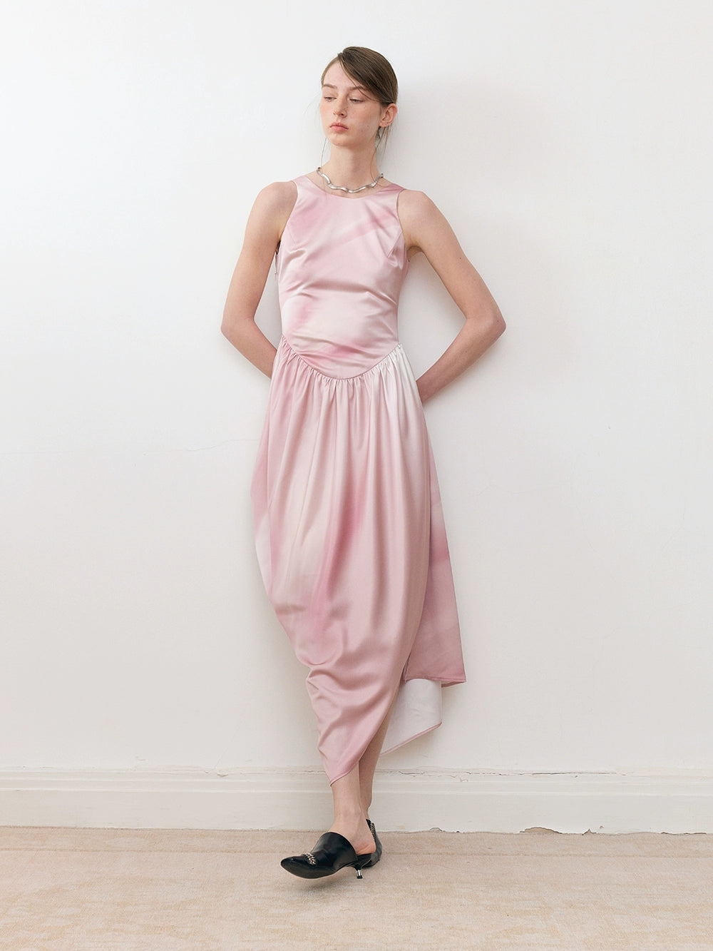 Mudged Print Dreimetrie Rückenfreies Kleid Kleid