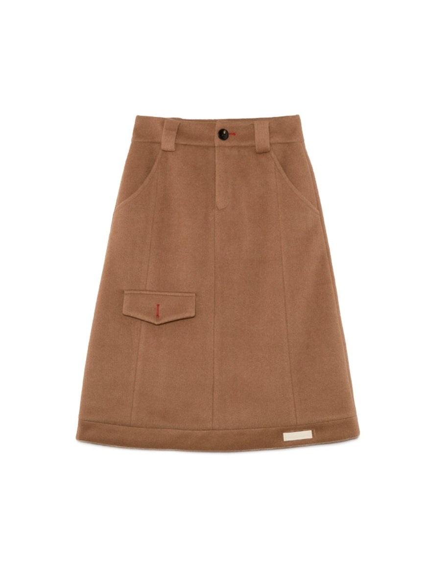 Apple Embroidered Fake Two-piece Patchwork Hooded & A-line Skirt