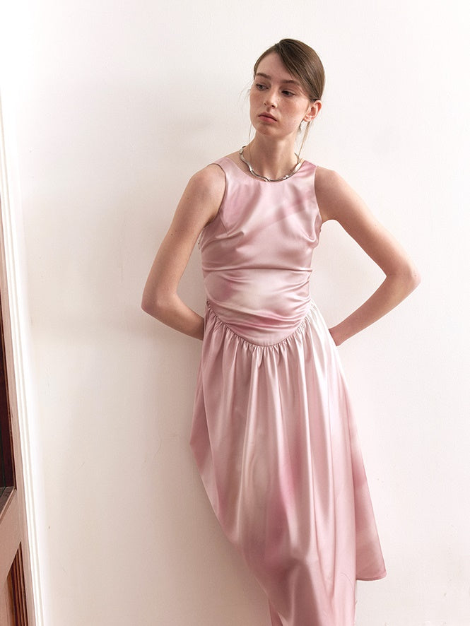 Mudged Print Dreimetrie Rückenfreies Kleid Kleid