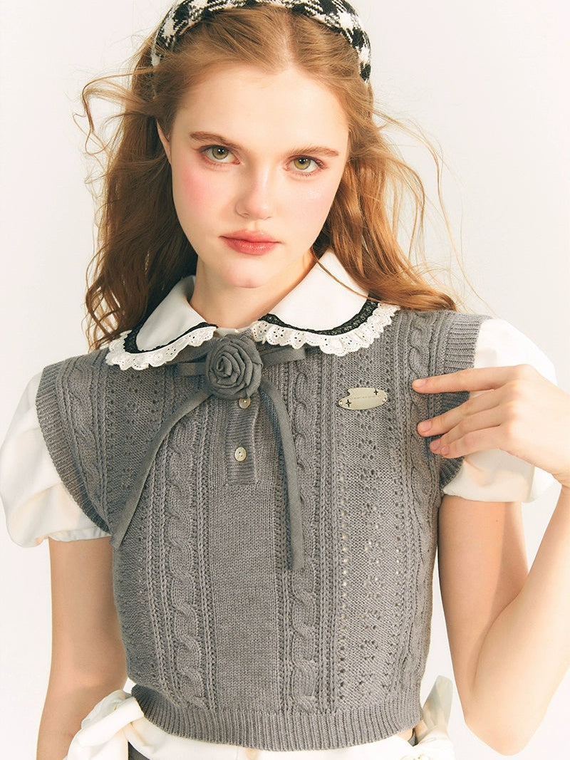 Hohl College -Style -Strickpullover Weste