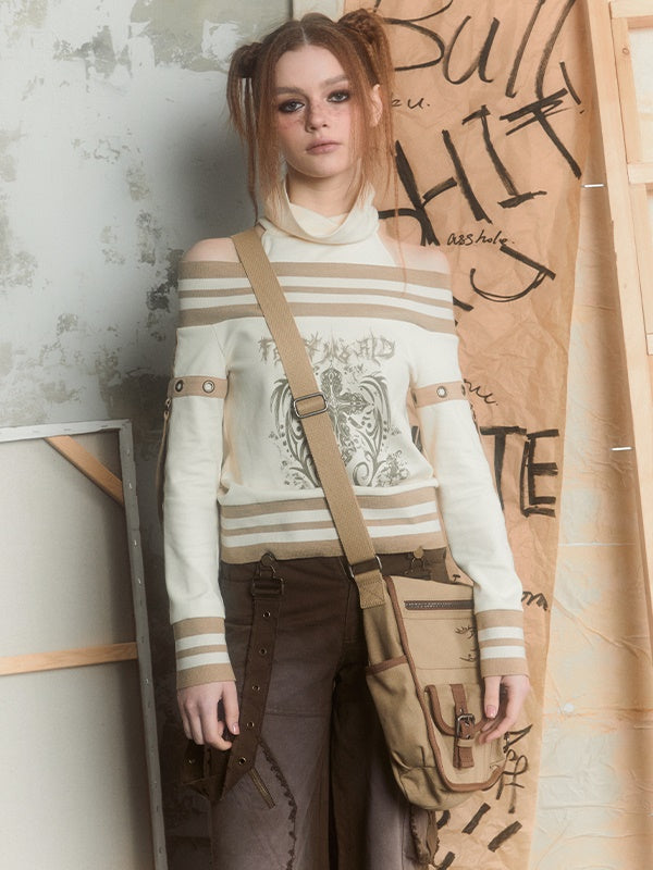 One-shoulder Long-sleeved Pullover