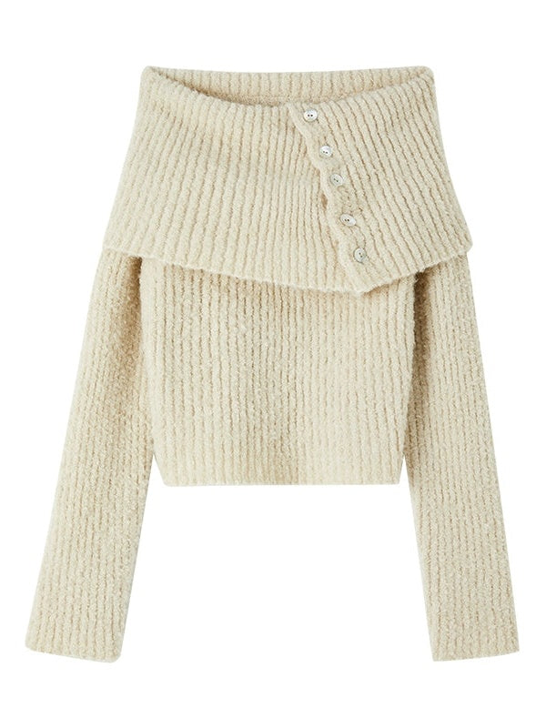 Large Lapel 2Way Lib Sweater