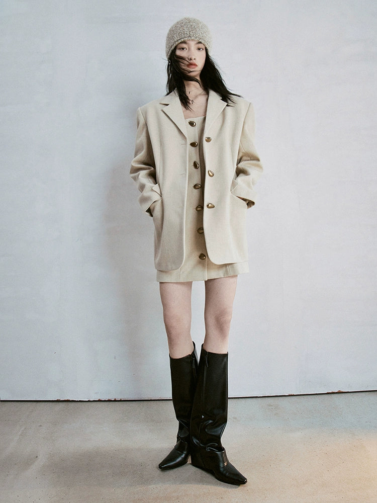 Tweed U-Neck Sleeveless One-piece