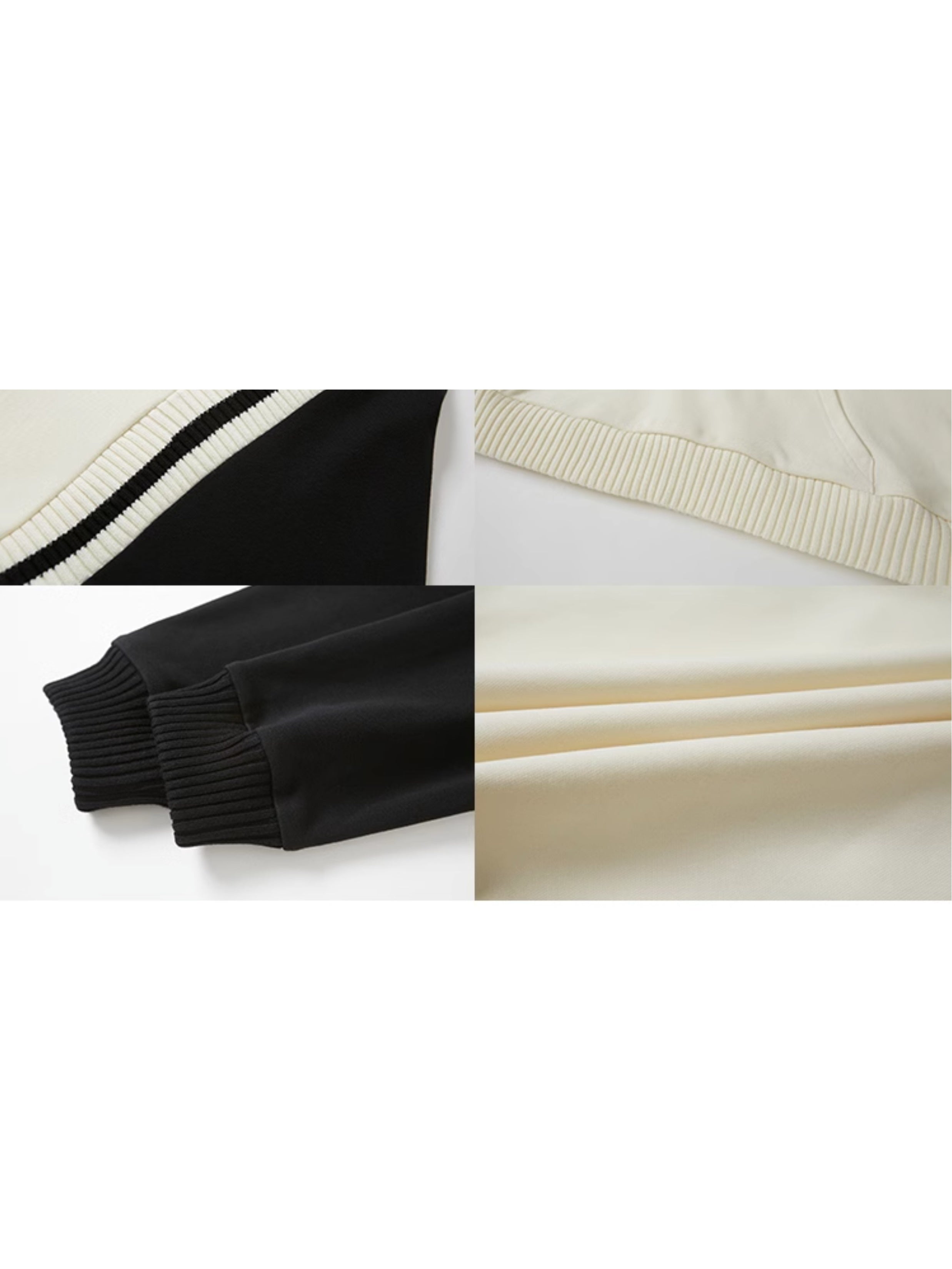 Halbzip mit Kapuze-Schweißpullover & Linienrock