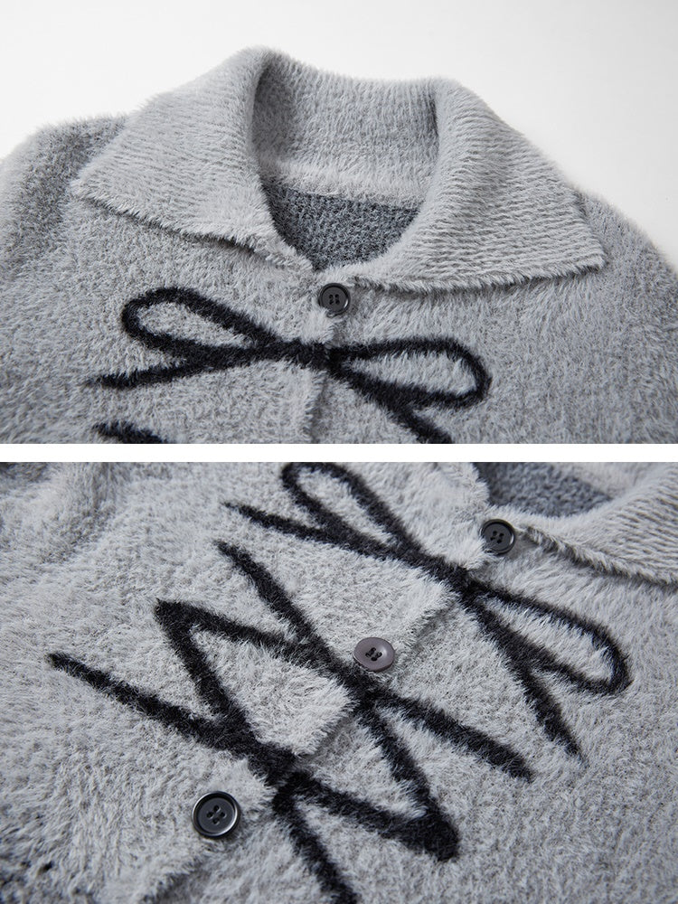 Drucken gedruckte Dachstrick -Strickjacke mit Ablaufbogen gedruckt