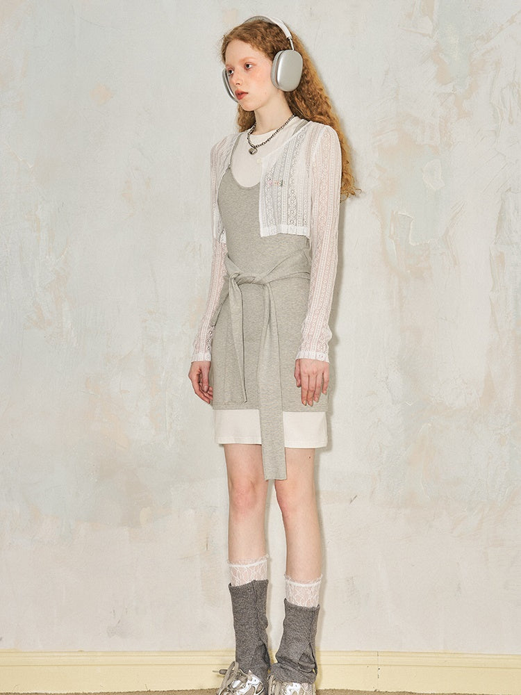 Fake Two-piece Slim Waist Splicing One-piece