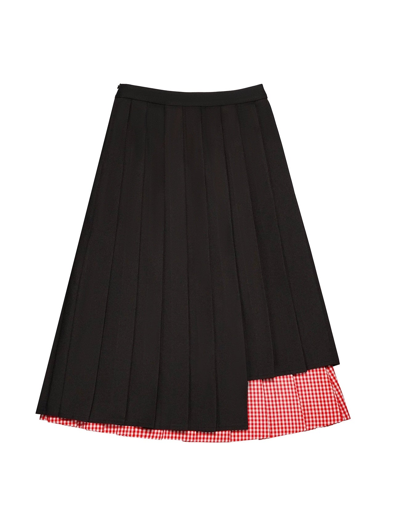 Double-layered Plaid Pleated Skirt