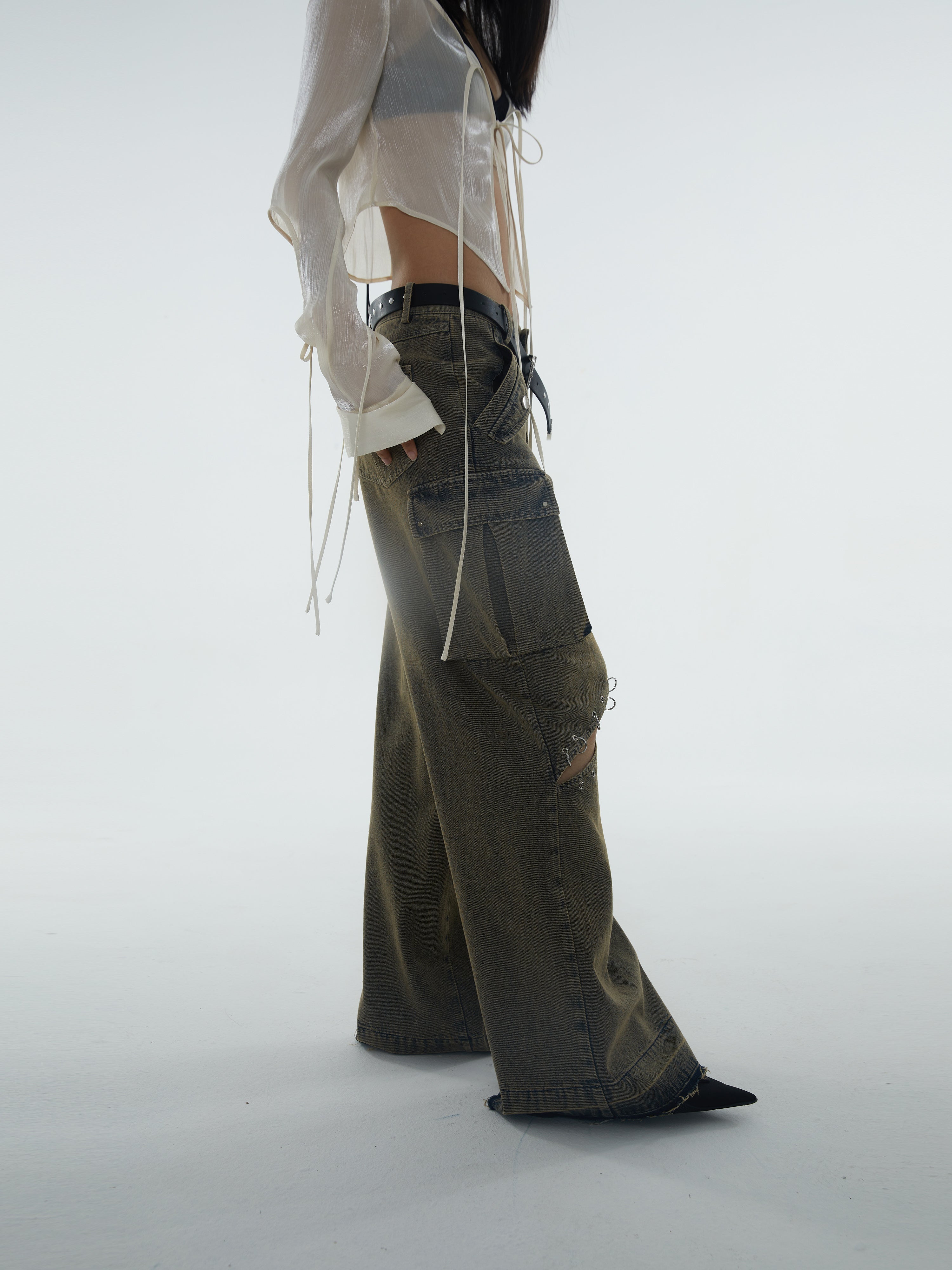 휴식 깎아 지른 끈 짧은 가디건