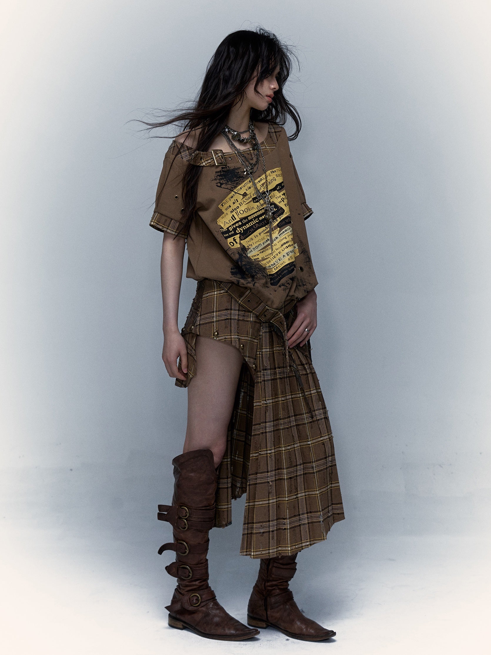 Rock Patchwork Printed Loose Short-sleeved T-shirt