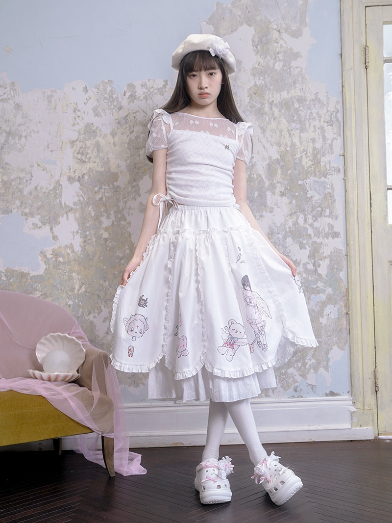 Flying Sleeve Love Jacquard Camisole