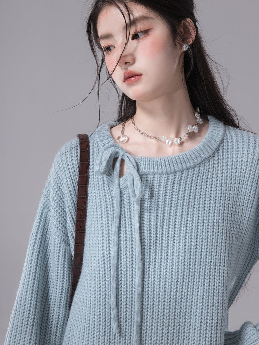 Drop Shoulder Loose Sweater & Suspender One-piece Set-up