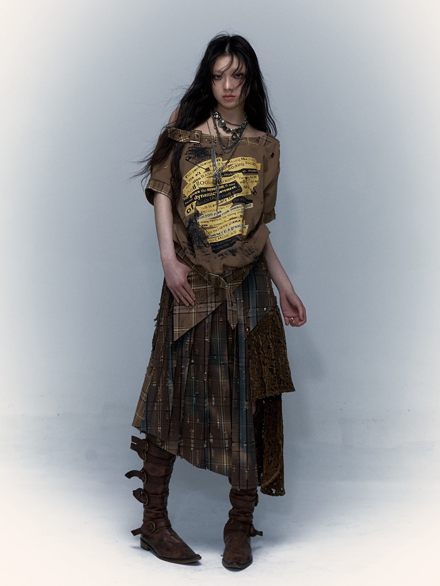 Rock Patchwork Printed Loose Short-sleeved T-shirt