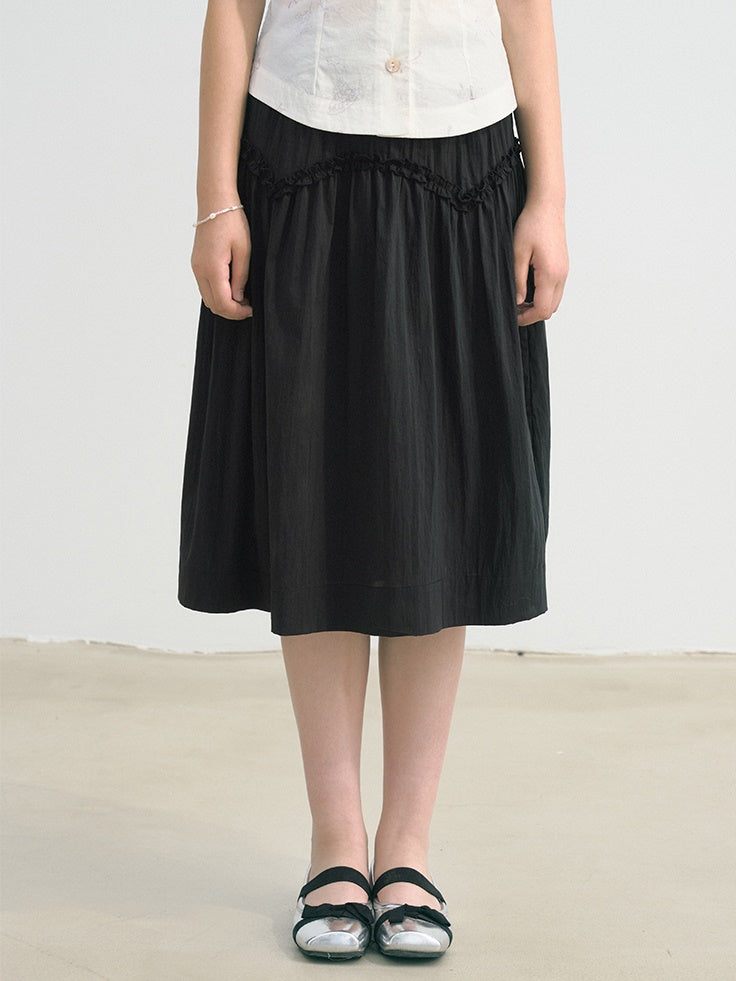 V-arc Design Waist Fungus Gather Skirt