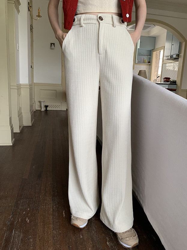 High Waist Corduroy Taste Straight Casual Pants
