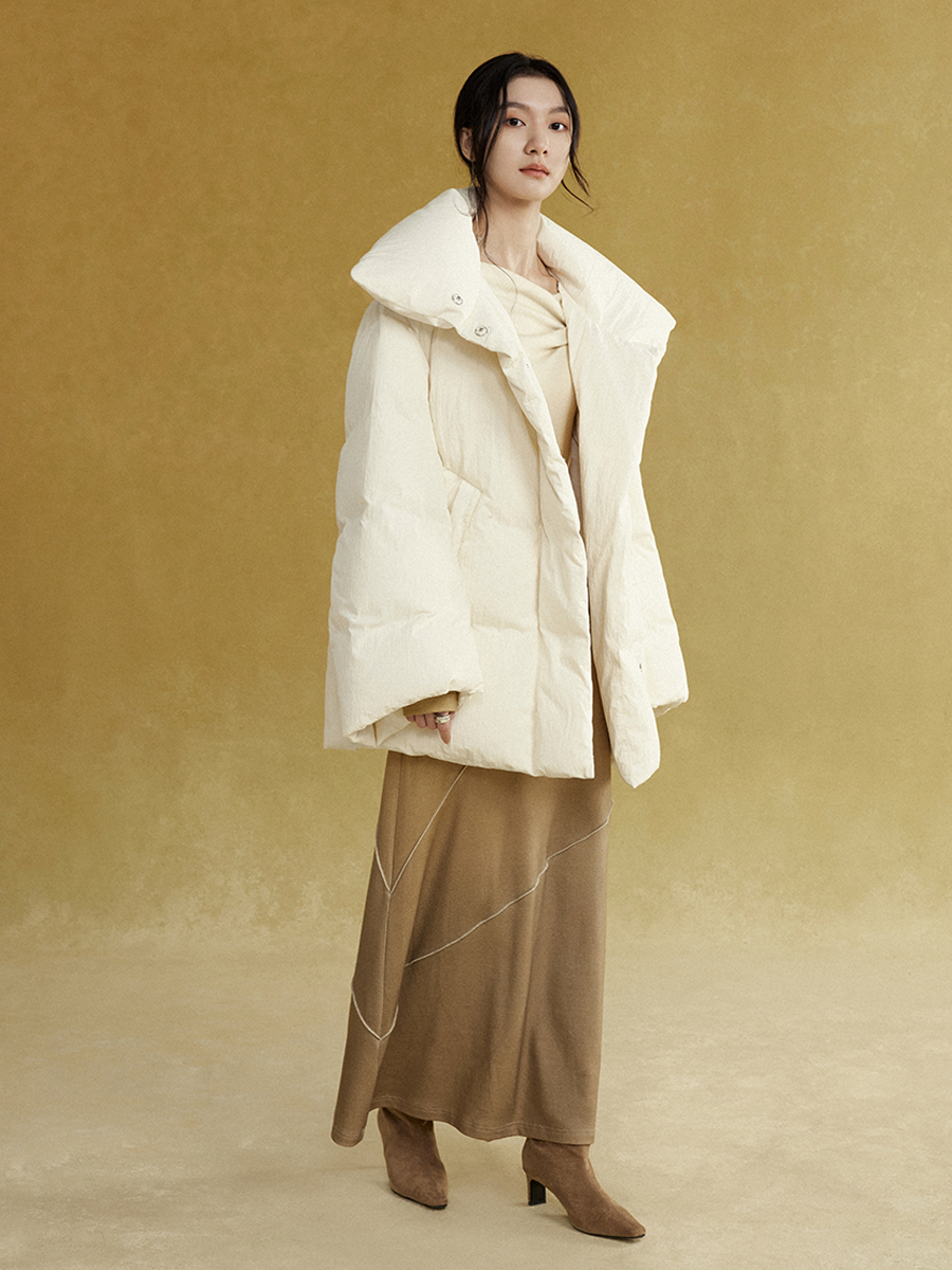 High-Neck Mid-length Down Jacket