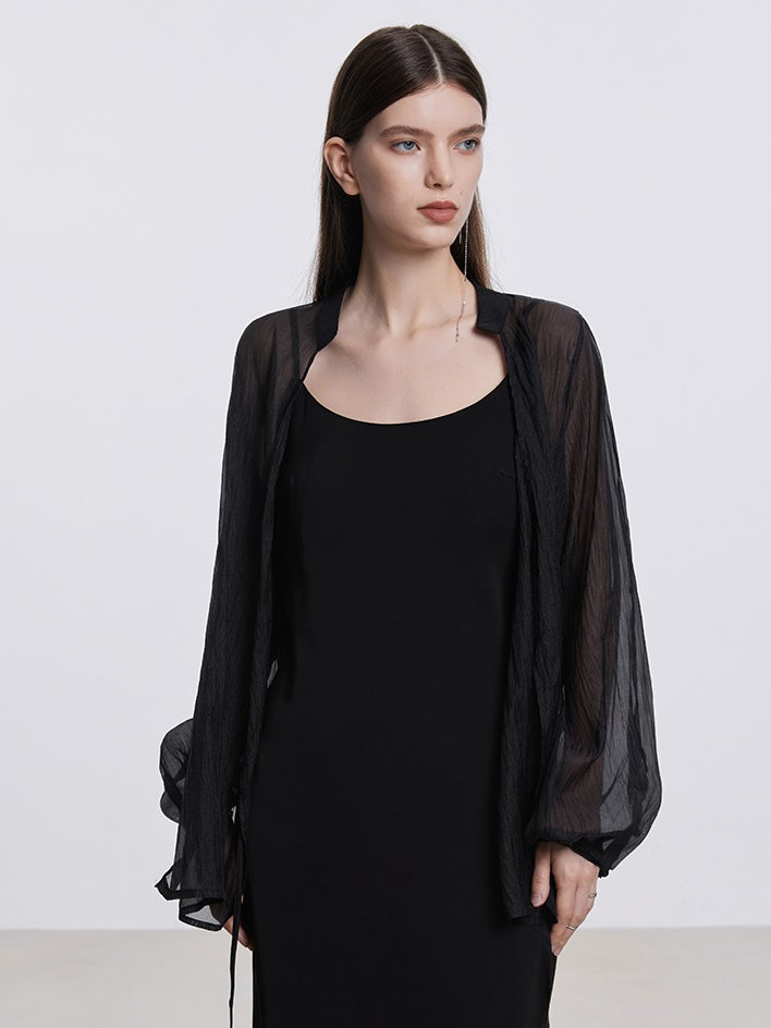 Long Sling Dress & Sun Protection Sheer Cardigan