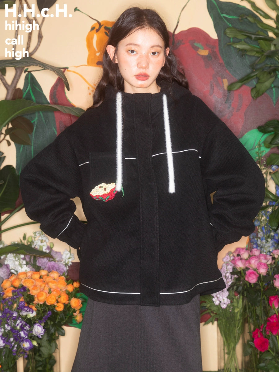 Apple Embroidered Hooded Jacket