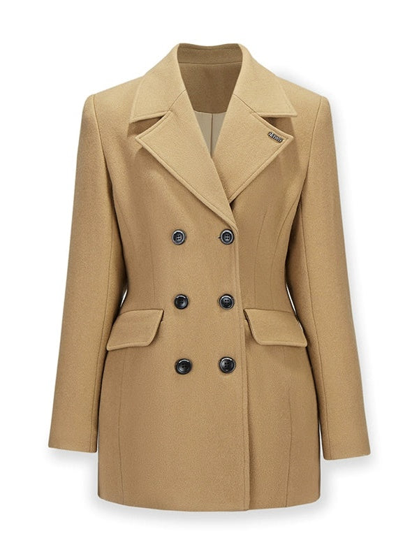 Double Button Wool Coat & Mini Skirt