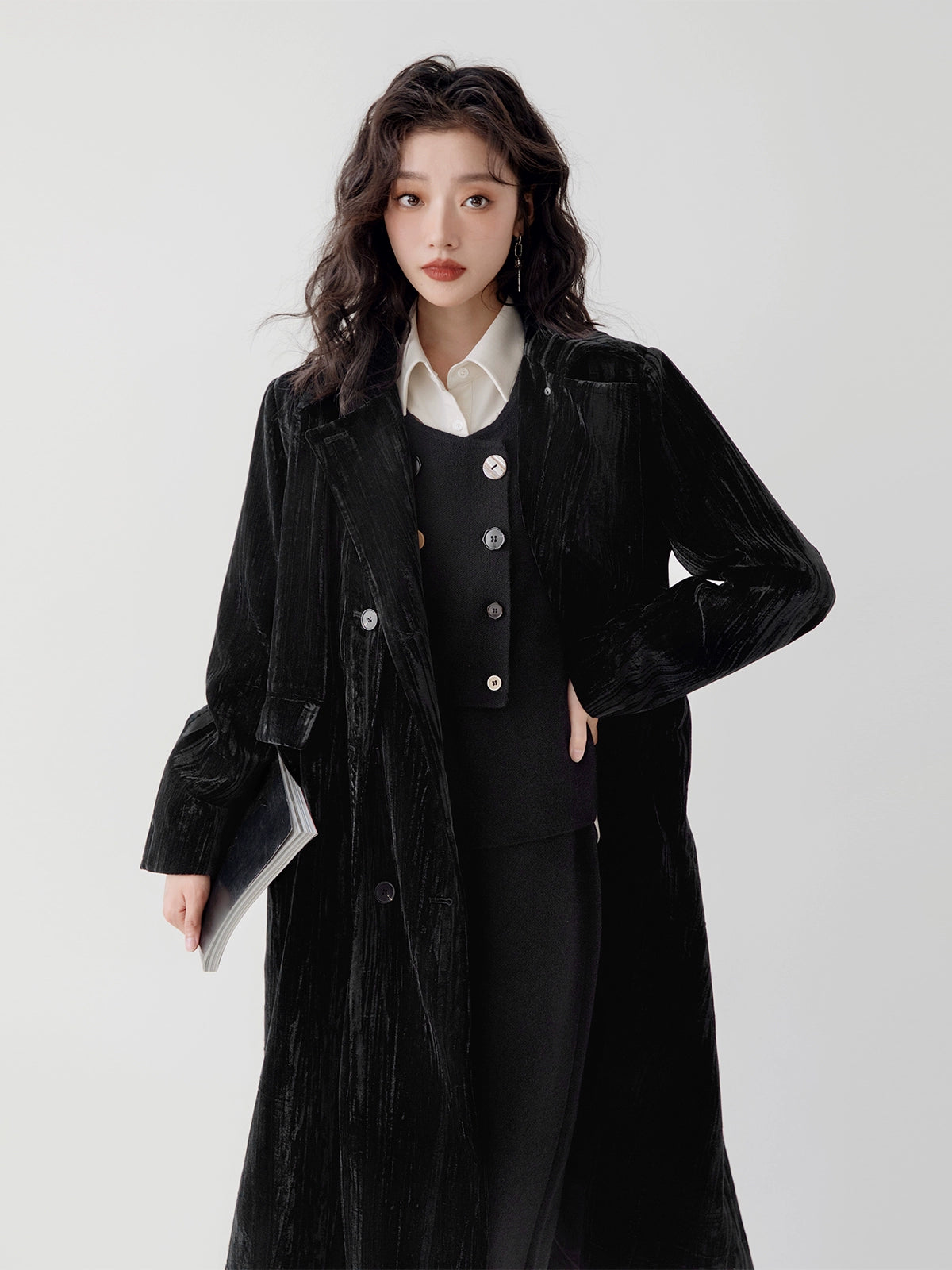 Unregelmäßige Designweste & Rock & halbhoher Halshemd