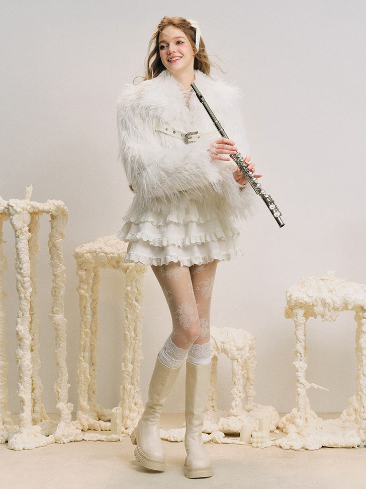 Fluffy Eco-friendly Strap Fur Coat