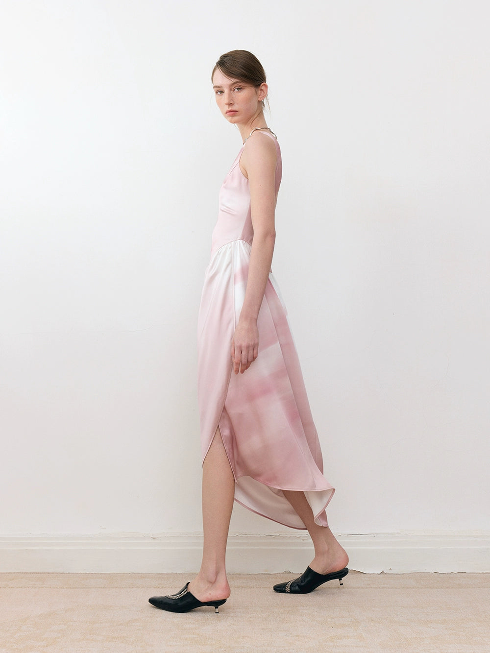 Mudged Print Dreimetrie Rückenfreies Kleid Kleid