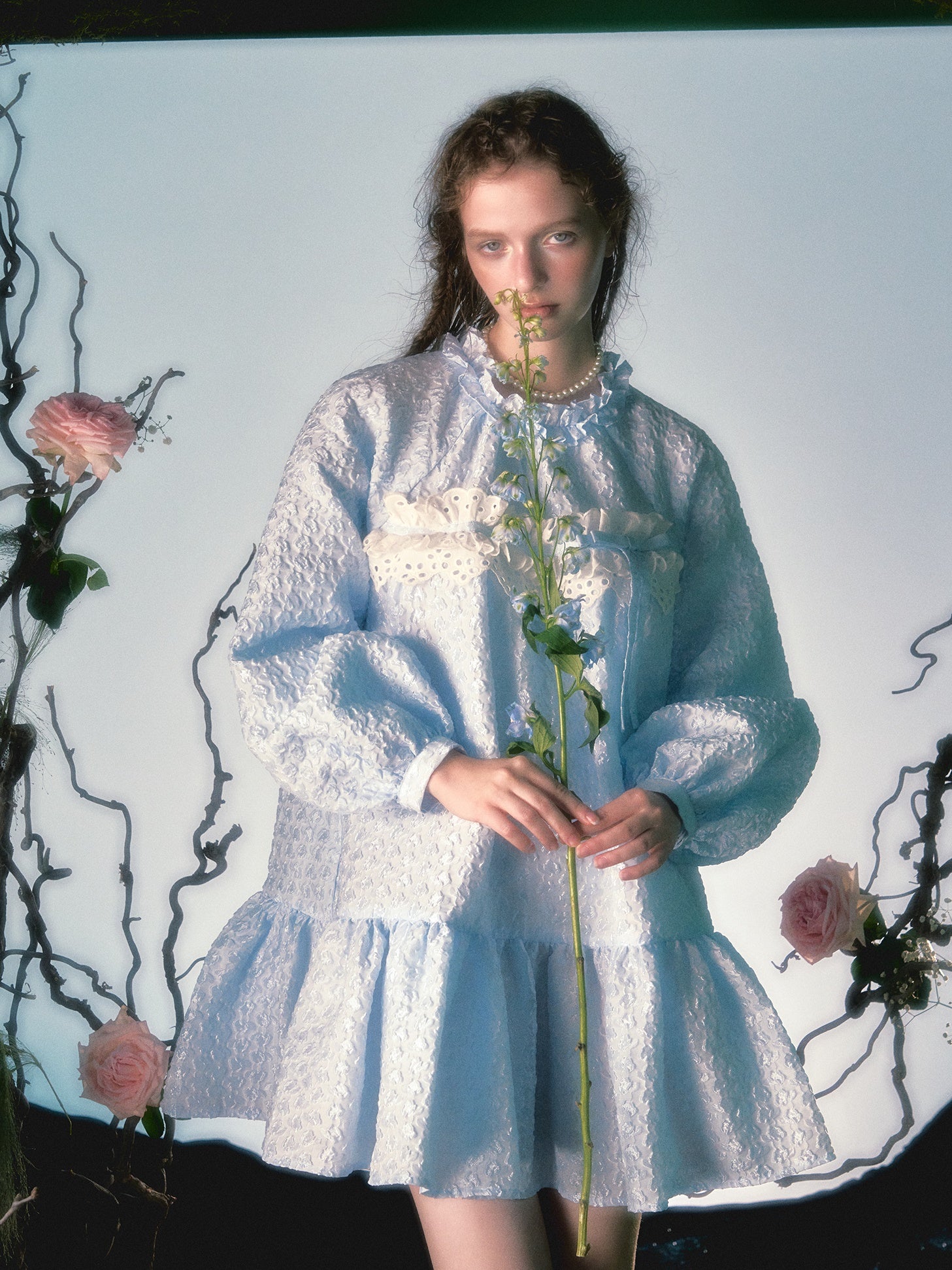 꽃 레이스 장식 활로 느슨한 베이비 드레스