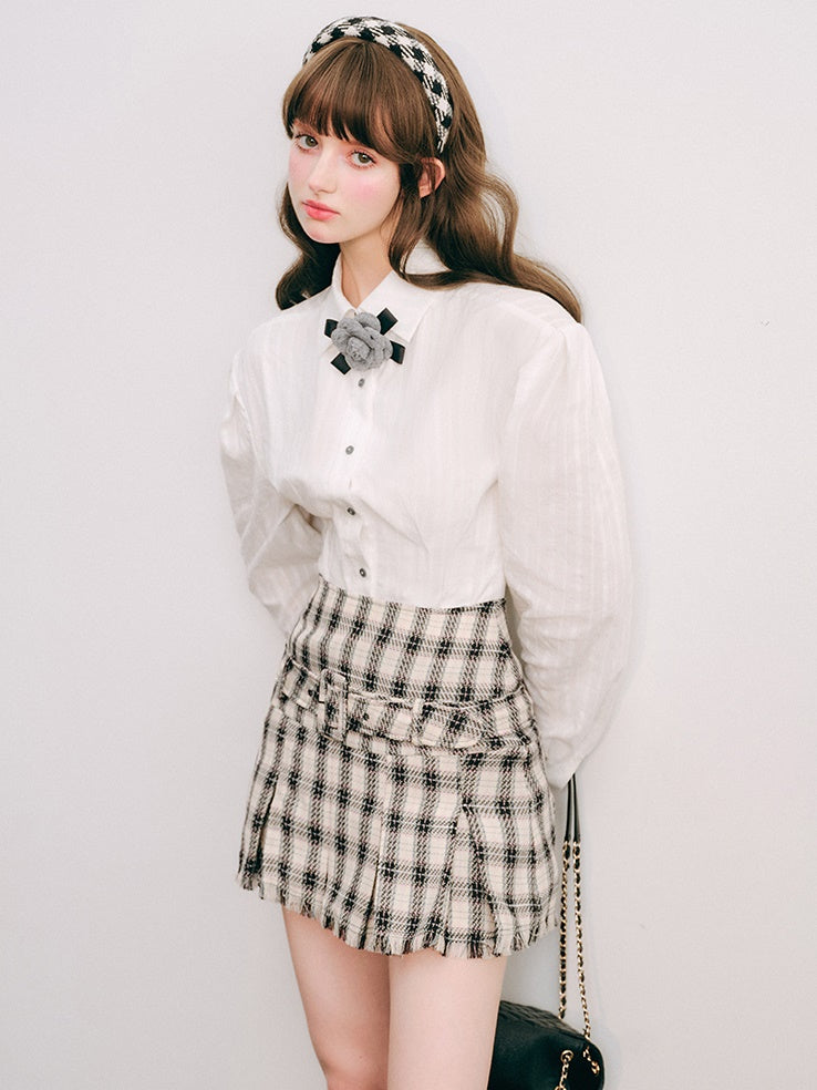 긴팔 허리 모양 셔츠