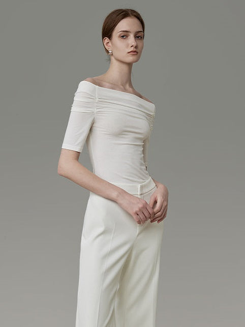 Off-shoulder Pleated Top