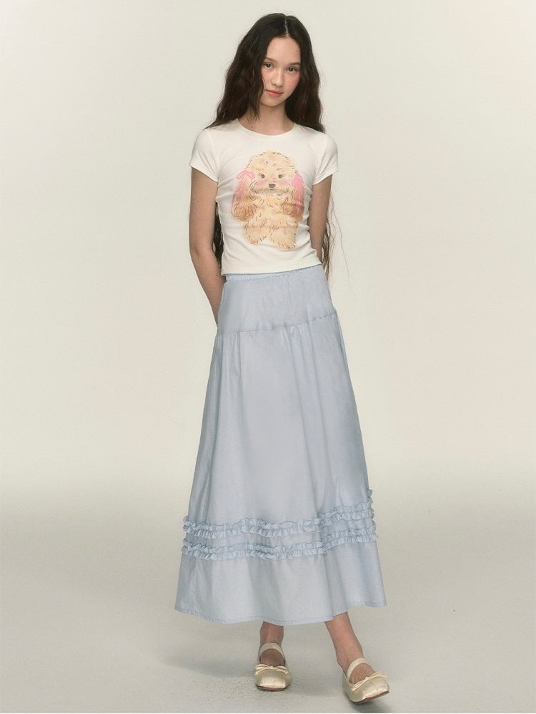 Cute Puppy Printed Short-sleeved T-shirt