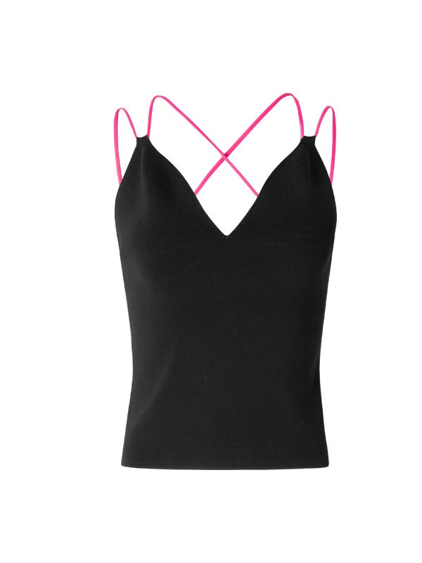 Double Shoulder Straps V-neck Back Cross Camisole