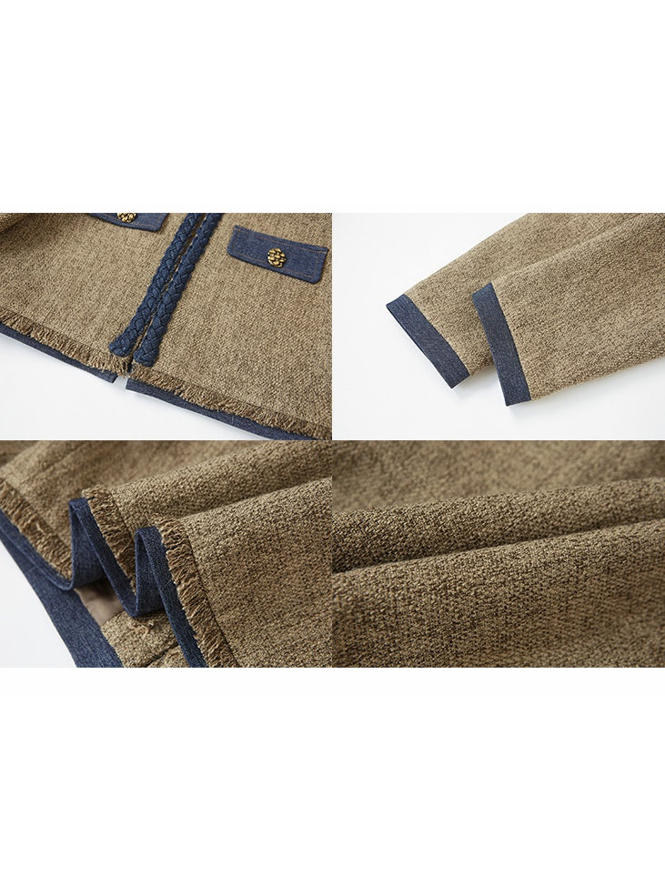 Veste courte en tweed chic et jupe à glissement