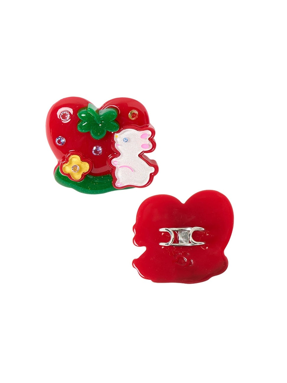 딸기 토끼 수지 반지