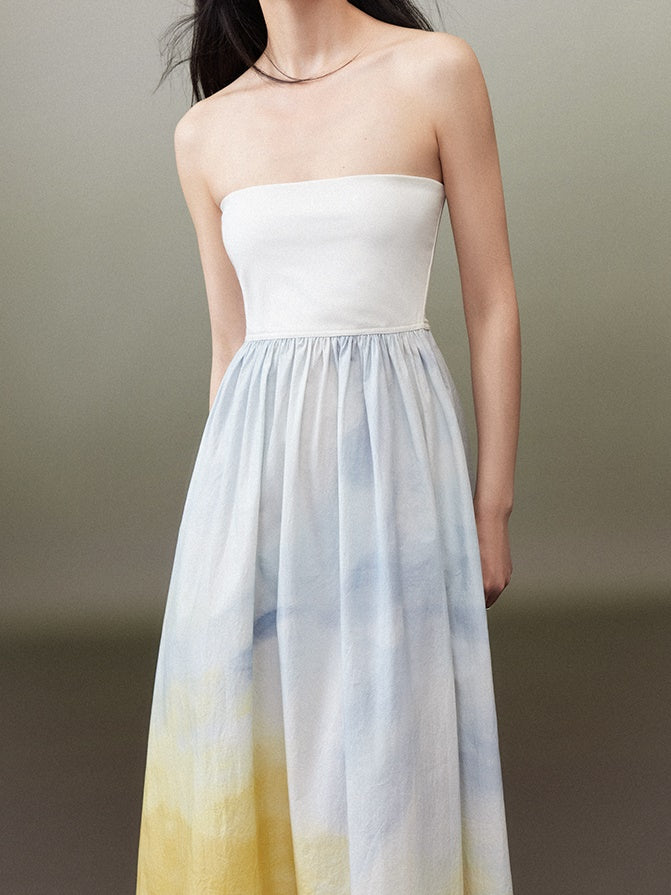 Detachable Shoulder Strap Printed Bare Top One-piece