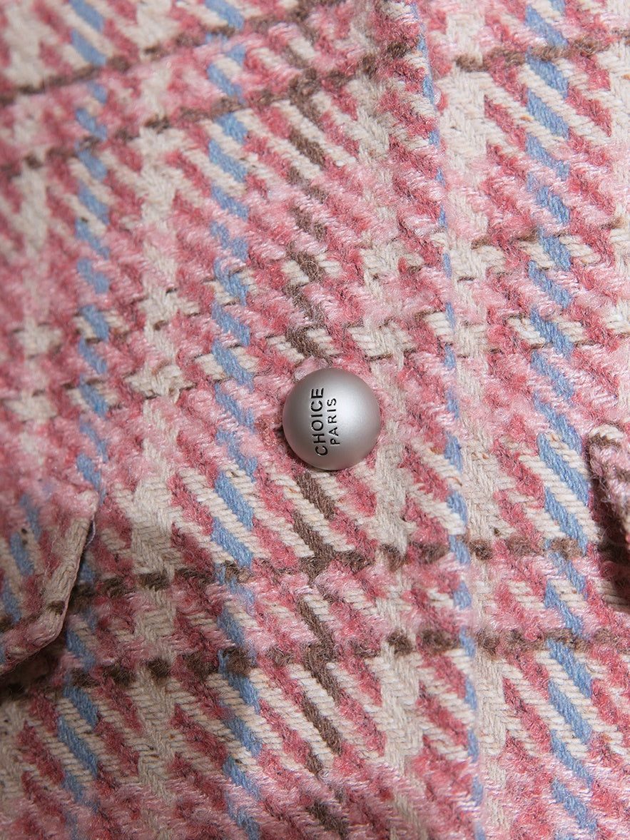 Plaid Tweed Asymmetry Design Jacket & Skirt