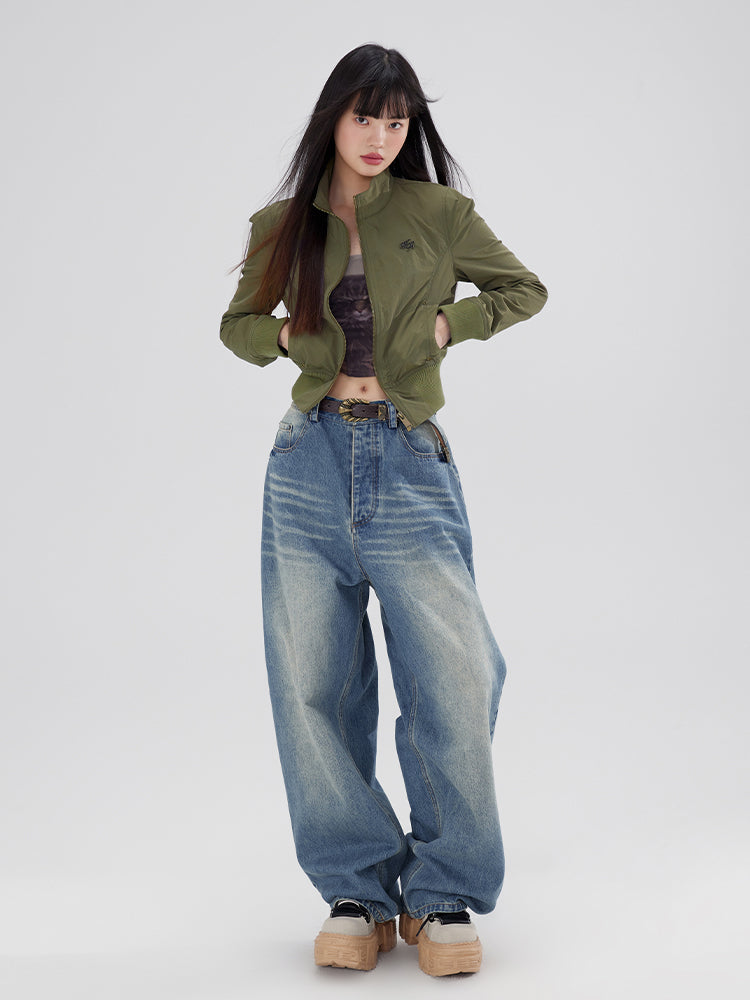 Rollar Plain Vintage Casual Cool Blouson Jacke