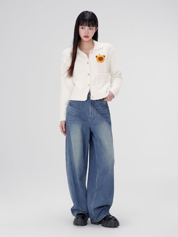 Vivit Casual Relaxage Animal Pop Strick-Jacket