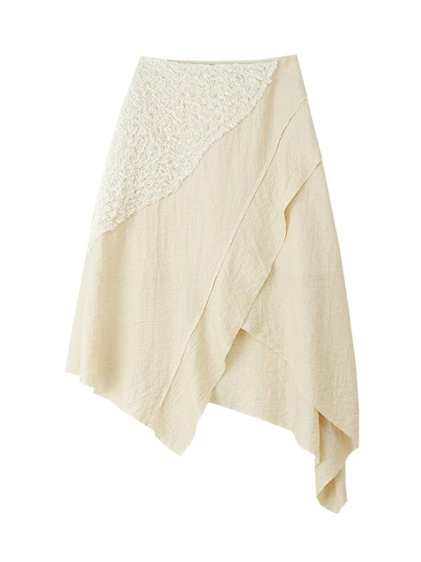Crumply Asymmetry Nichi Long Natural Skirt