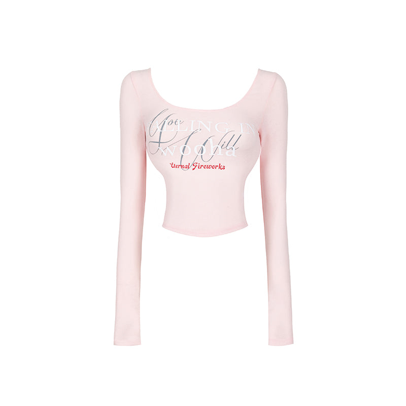 Letter Short Csaual Slim Logo Long-T-Shirt