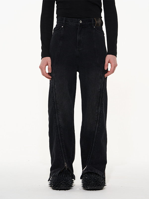 Denim Zip Nichi Straight Casual Pants