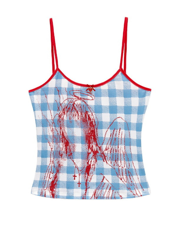 Checked Ribbon Girly Cute Camisole